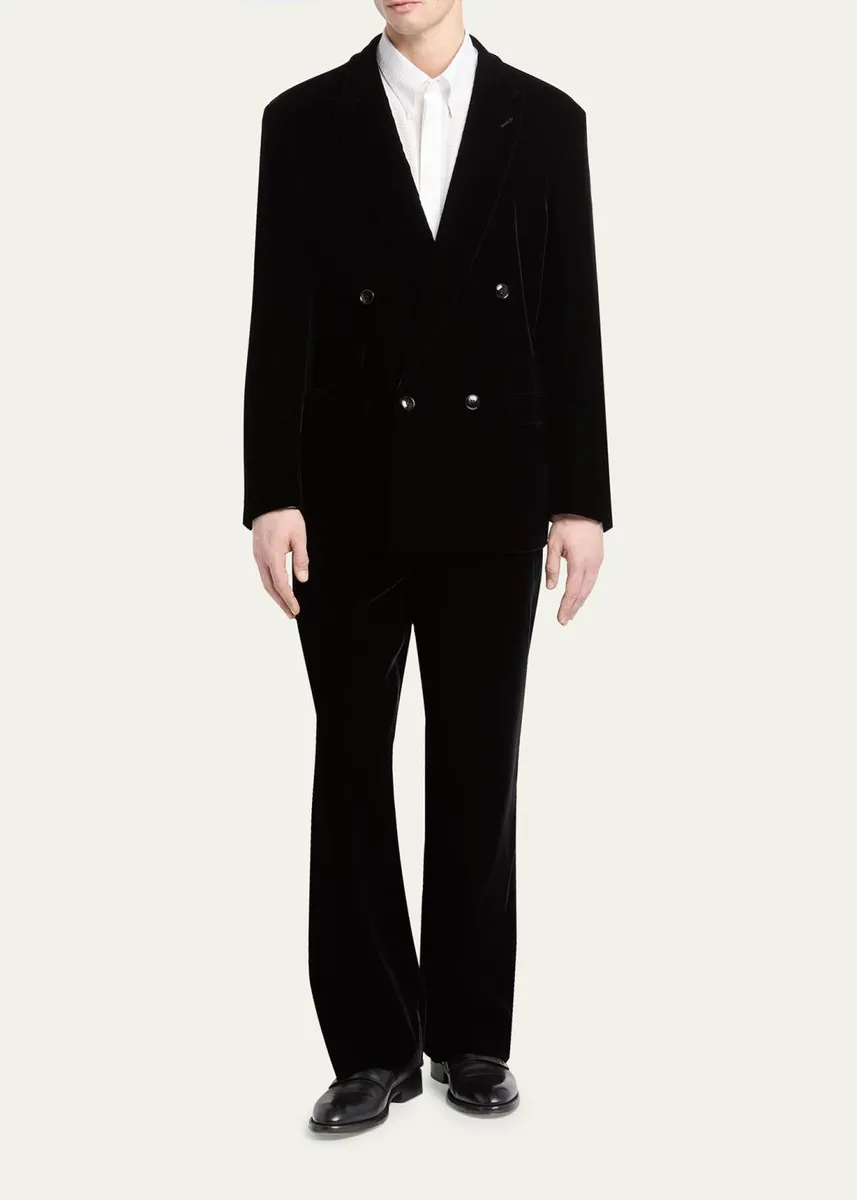 Giorgio Armani Men's Double-Breasted Velvet Blazer | Thumbnail 2 Giorgio Armani Men's Double-Breasted Velvet Blazer | Thumbnail 2