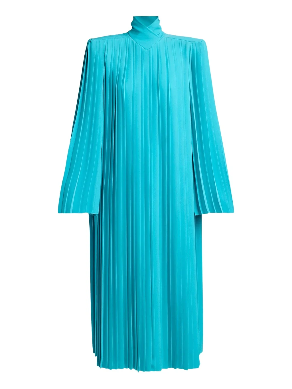 Valentino Garavani Pleated Padded-Shoulder Midi Shift Dress