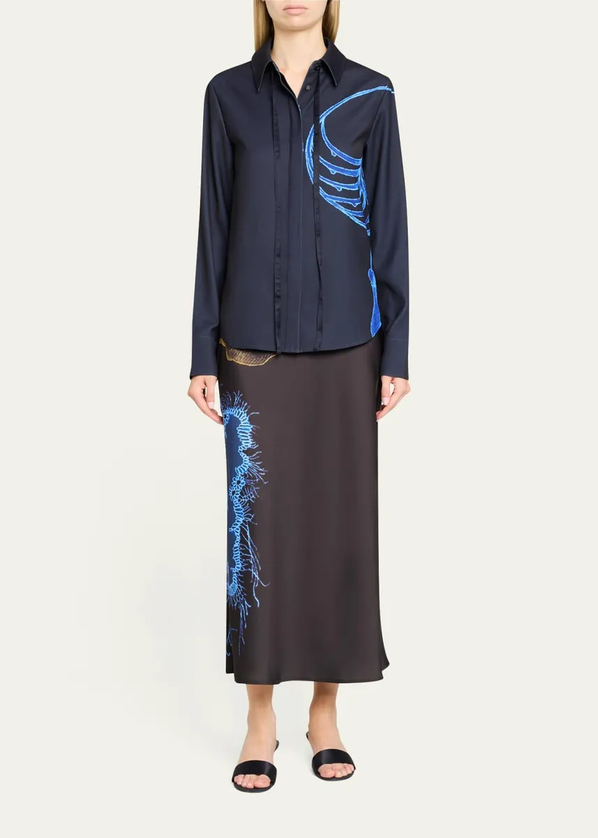 Jason Wu Collection Printed Crepe Satin Bias Midi Skirt | Thumbnail 2 Jason Wu Collection Printed Crepe Satin Bias Midi Skirt | Thumbnail 2