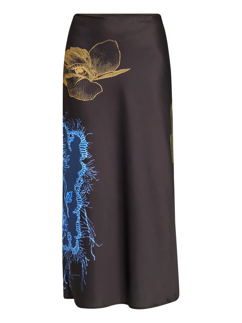 Jason Wu Collection Printed Crepe Satin Bias Midi Skirt
