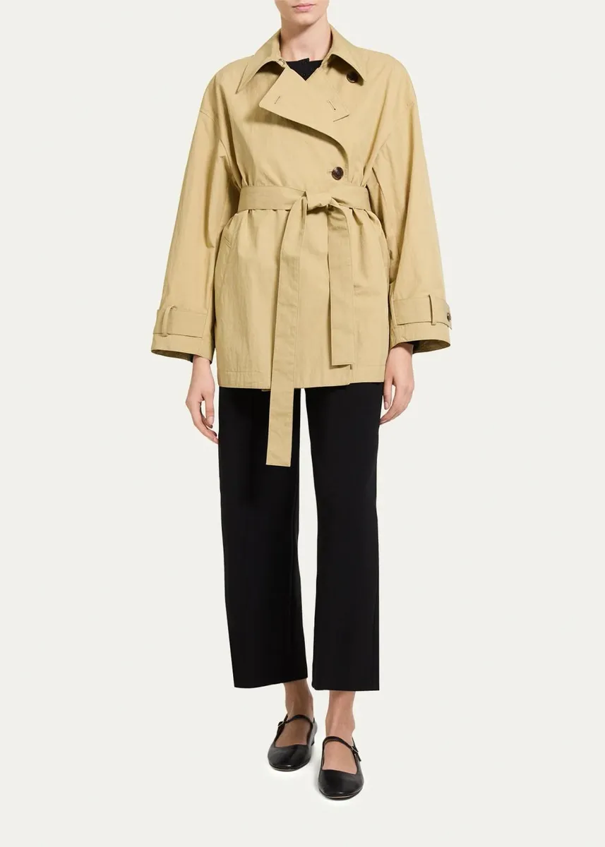 Theory Cropped Double-Breasted Trench Coat | Thumbnail 2 Theory Cropped Double-Breasted Trench Coat | Thumbnail 2