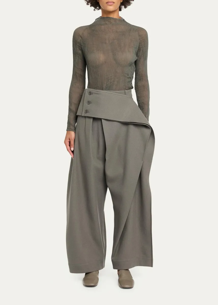 Issey Miyake Chiffon Twist Long-Sleeve High-Neck Top | Thumbnail 2 Issey Miyake Chiffon Twist Long-Sleeve High-Neck Top | Thumbnail 2
