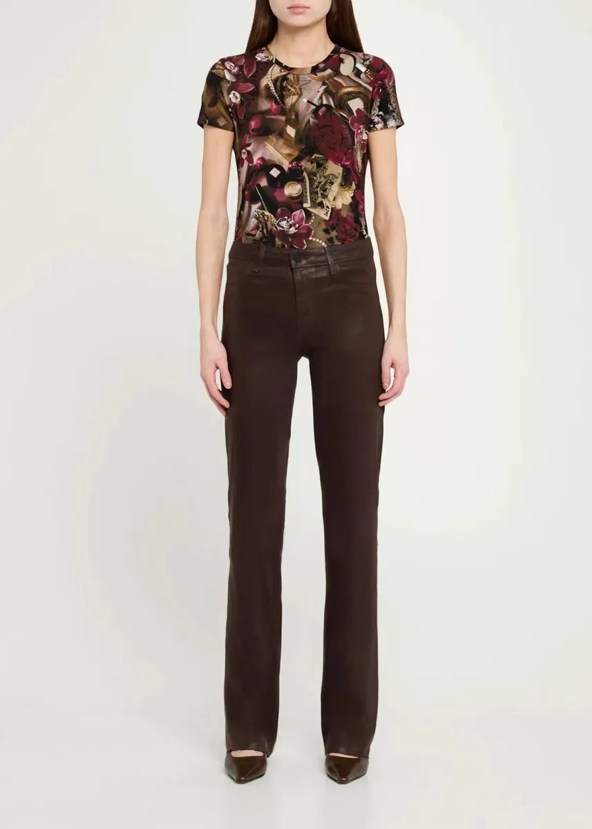 L'Agence Ruth High-Rise Coated Straight Raw Hem Jeans | Thumbnail 2