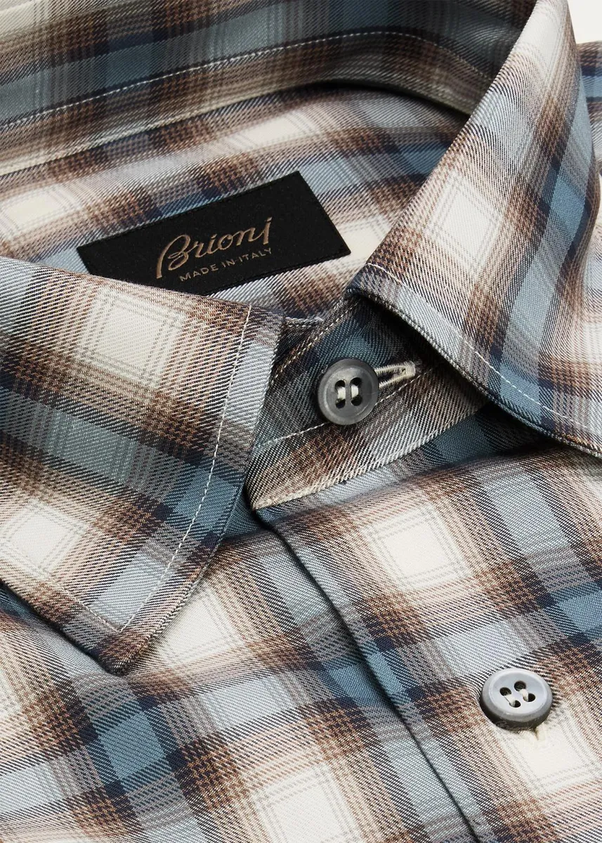 Brioni Men's Plaid Cotton Dress Shirt | Thumbnail 2 Brioni Men's Plaid Cotton Dress Shirt | Thumbnail 2