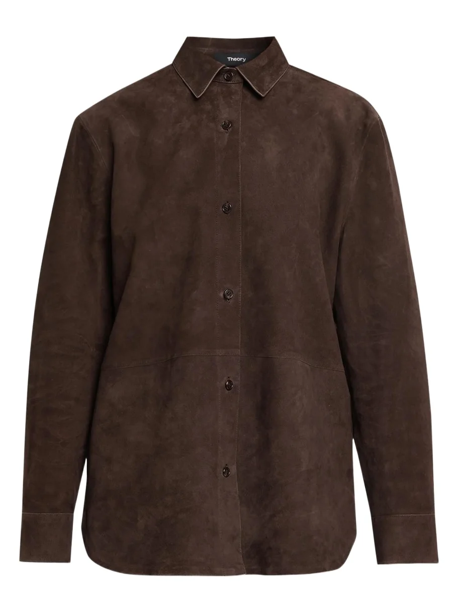 Theory Long-Sleeve Suede Menswear Shirt