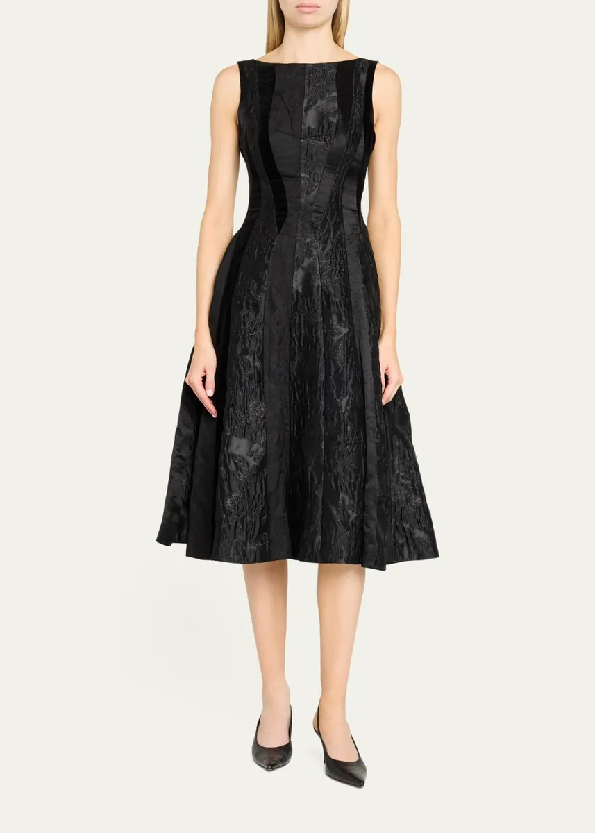 Jason Wu Collection Mixed-Media Patchwork Sleeveless Low-Back Midi Dress | Thumbnail 2 Jason Wu Collection Mixed-Media Patchwork Sleeveless Low-Back Midi Dress | Thumbnail 2