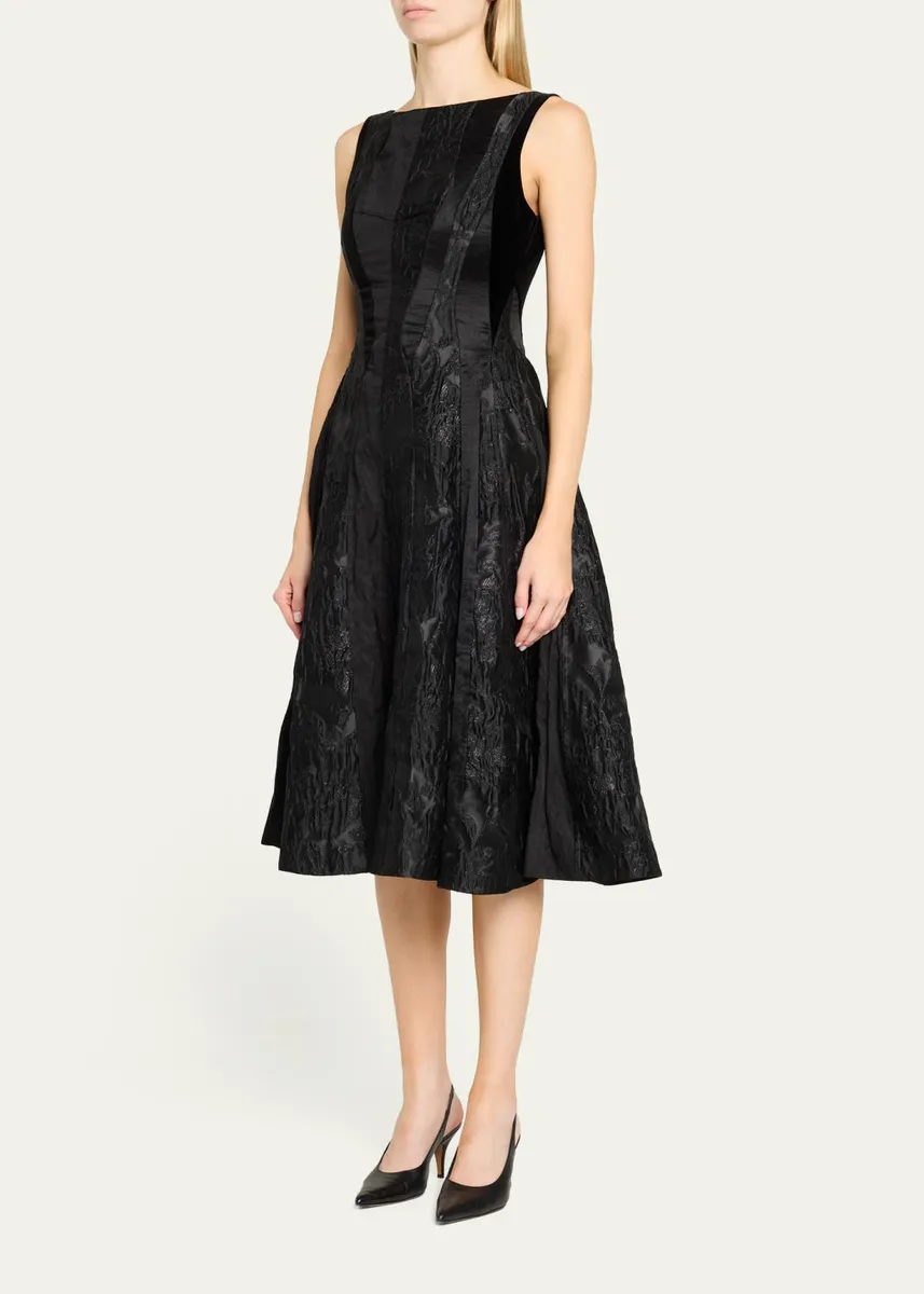 Jason Wu Collection Mixed-Media Patchwork Sleeveless Low-Back Midi Dress | Thumbnail 4 Jason Wu Collection Mixed-Media Patchwork Sleeveless Low-Back Midi Dress | Thumbnail 4