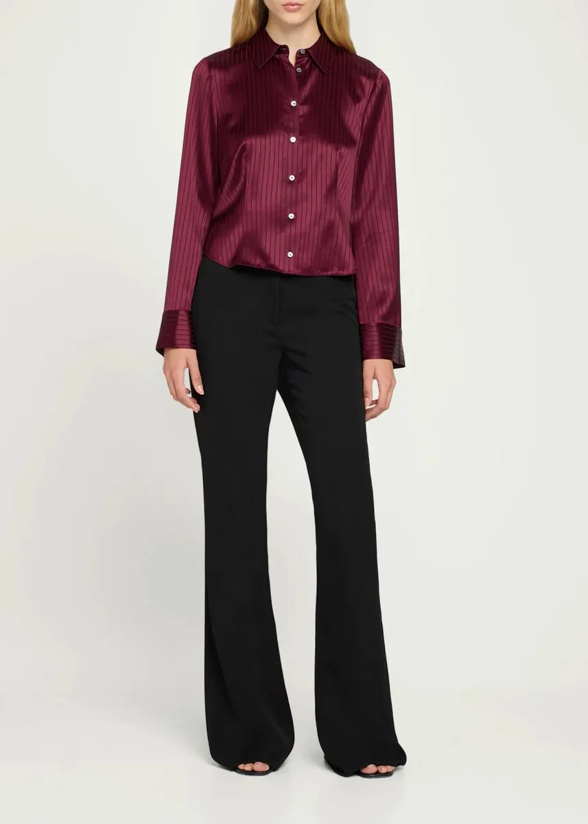 Cinq à Sept Georgia Satin Stripe Button-Front Shirt | Thumbnail 2 Cinq à Sept Georgia Satin Stripe Button-Front Shirt | Thumbnail 2