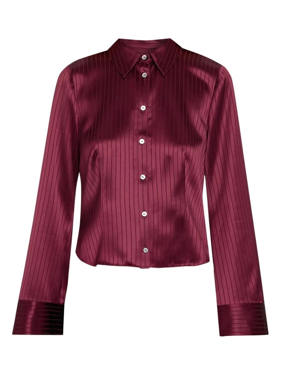 Georgia Satin Stripe Button-Front Shirt Georgia Satin Stripe Button-Front Shirt