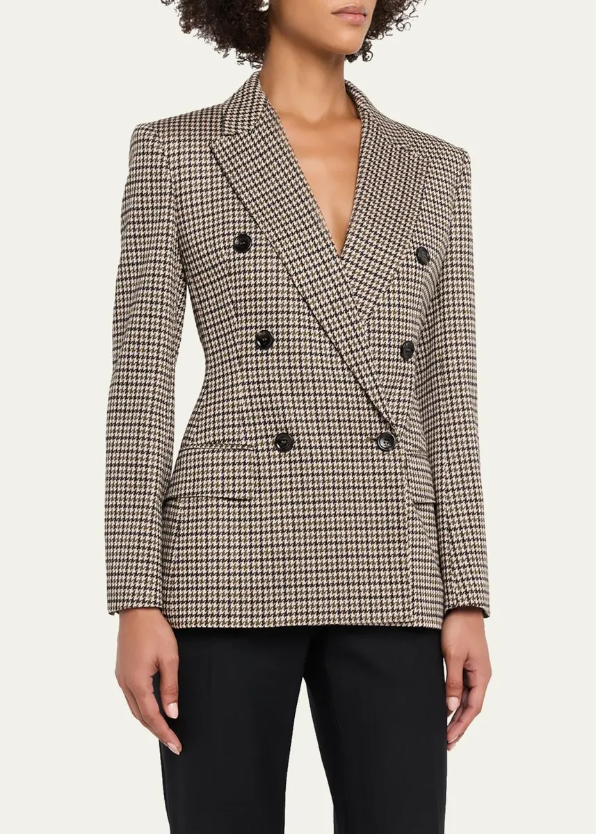 Max Mara Wool Houndstooth Double-Breasted Jacket | Thumbnail 4 Max Mara Wool Houndstooth Double-Breasted Jacket | Thumbnail 4