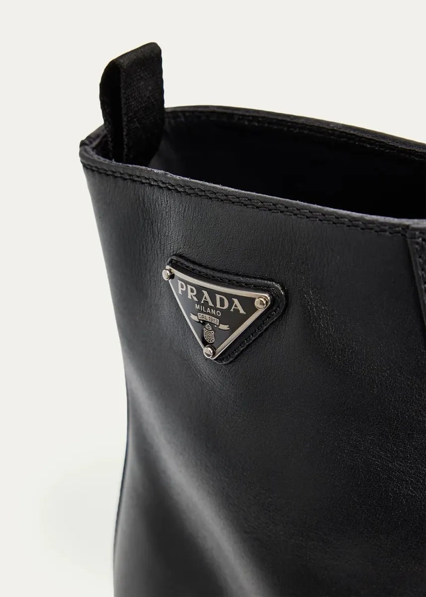 Prada 50mm Triangle Logo Leather Zip-Front Platform Ankle Boots | Thumbnail 3