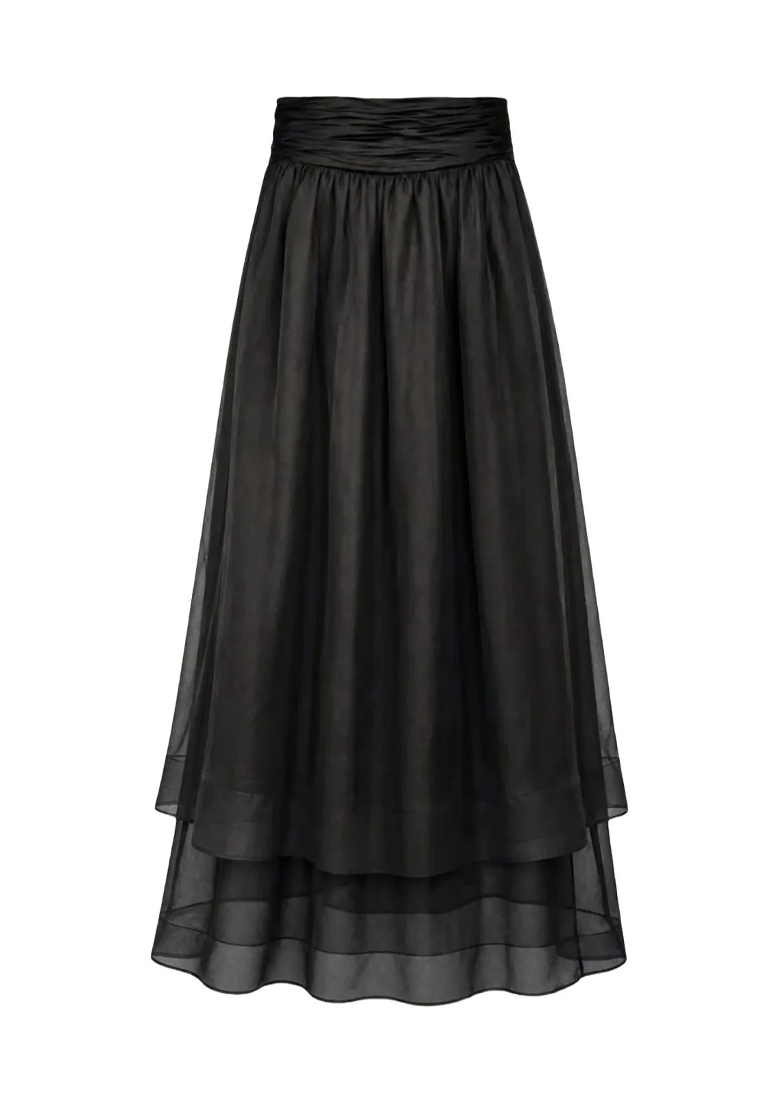 Amber Tiered Sheer Silk Midi Skirt Amber Tiered Sheer Silk Midi Skirt