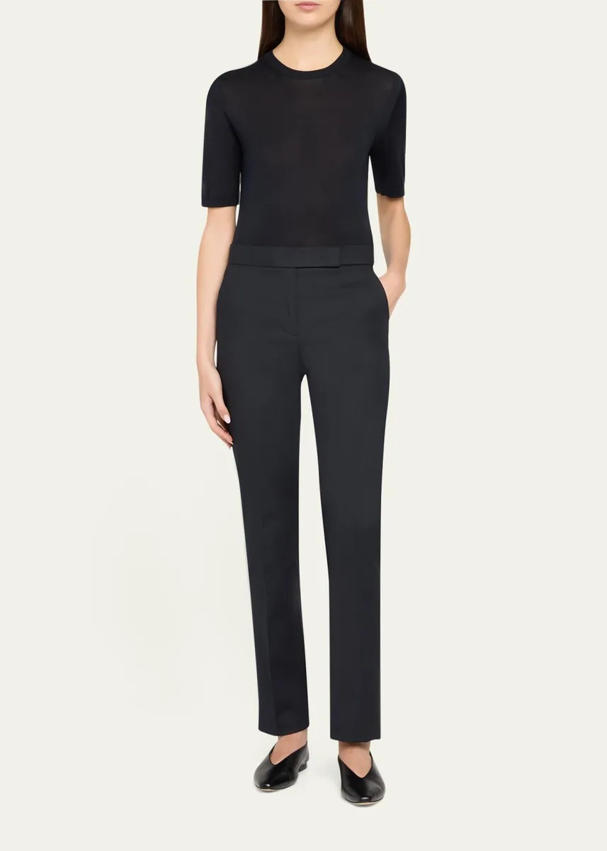 Max Mara Cotton Stretch Straight-Leg Ankle Trousers | Thumbnail 2 Max Mara Cotton Stretch Straight-Leg Ankle Trousers | Thumbnail 2