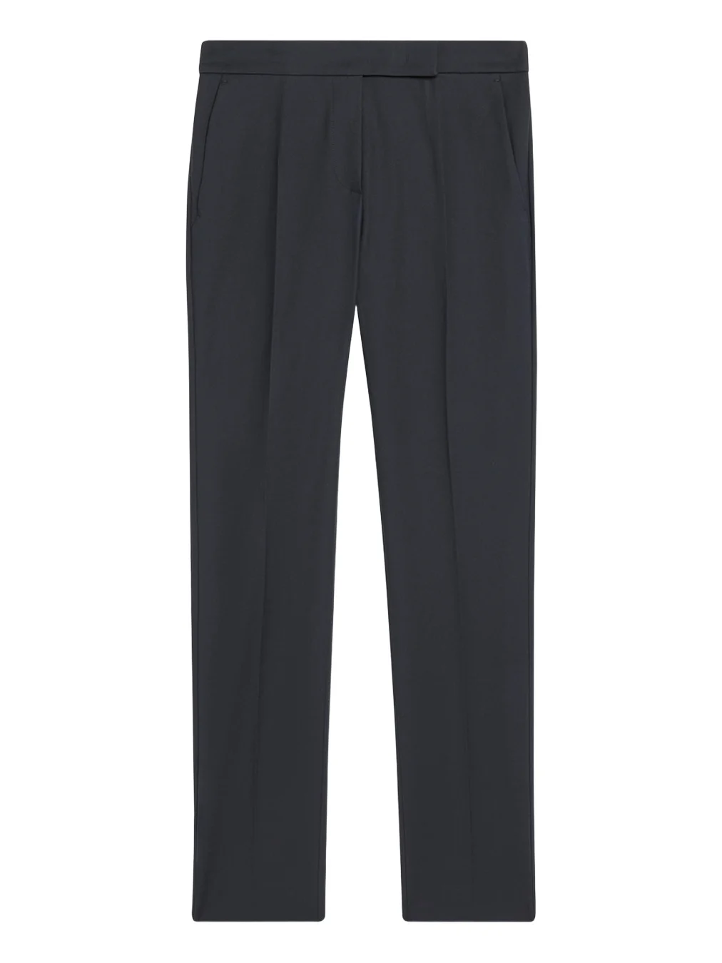 Cotton Stretch Straight-Leg Ankle Trousers