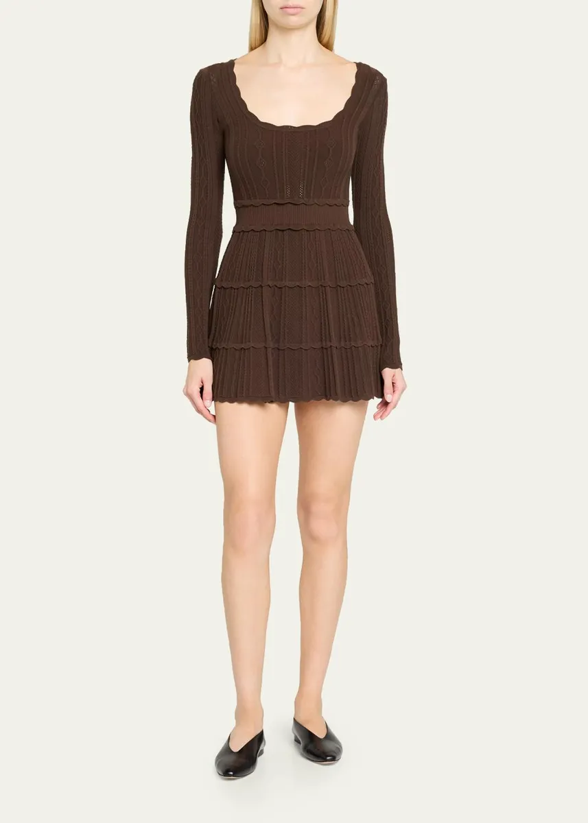 LoveShackFancy Lunelle Pointelle Knit Long-Sleeve Mini Dress | Thumbnail 2 LoveShackFancy Lunelle Pointelle Knit Long-Sleeve Mini Dress | Thumbnail 2