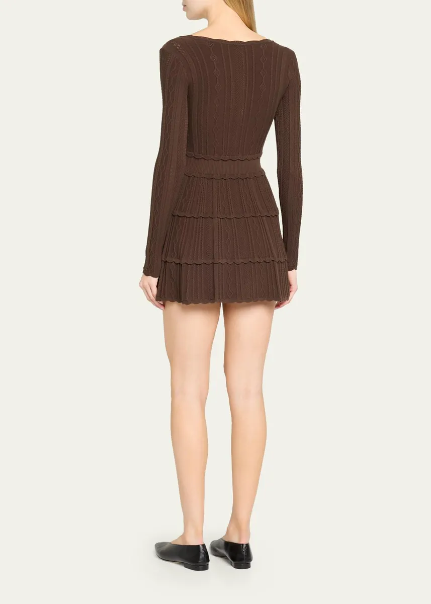 LoveShackFancy Lunelle Pointelle Knit Long-Sleeve Mini Dress | Thumbnail 3 LoveShackFancy Lunelle Pointelle Knit Long-Sleeve Mini Dress | Thumbnail 3