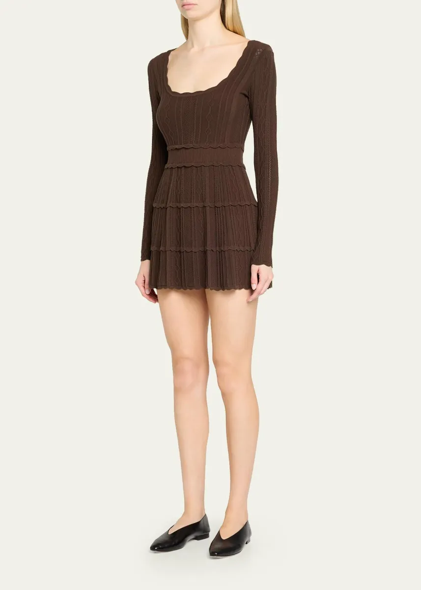 LoveShackFancy Lunelle Pointelle Knit Long-Sleeve Mini Dress | Thumbnail 4 LoveShackFancy Lunelle Pointelle Knit Long-Sleeve Mini Dress | Thumbnail 4