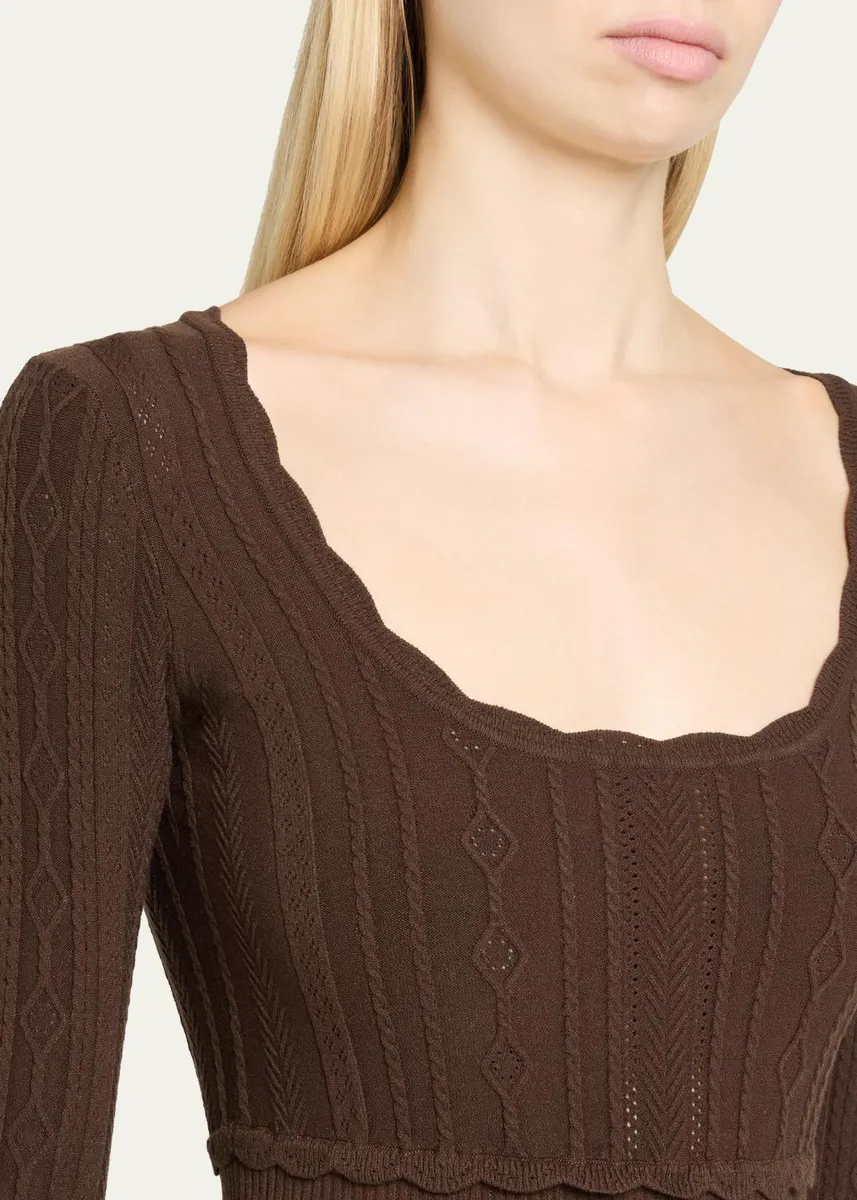 LoveShackFancy Lunelle Pointelle Knit Long-Sleeve Mini Dress | Thumbnail 5 LoveShackFancy Lunelle Pointelle Knit Long-Sleeve Mini Dress | Thumbnail 5