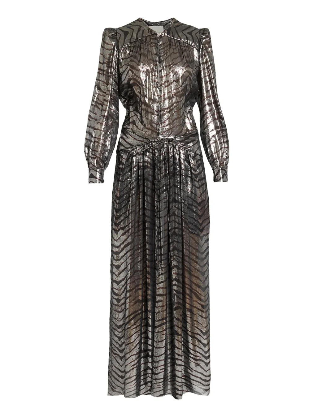 Isabel Marant Felby Metallic Tiger-Print Long-Sleeve Maxi Dress