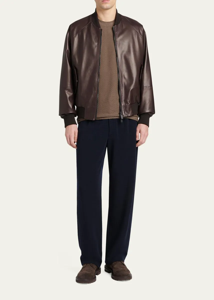 Giorgio Armani Men's Straight-Leg Wool Trousers | Thumbnail 2 Giorgio Armani Men's Straight-Leg Wool Trousers | Thumbnail 2