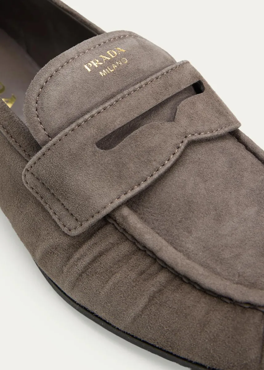 Prada Suede Ruched-Toe Penny Loafers | Thumbnail 5 Prada Suede Ruched-Toe Penny Loafers | Thumbnail 5