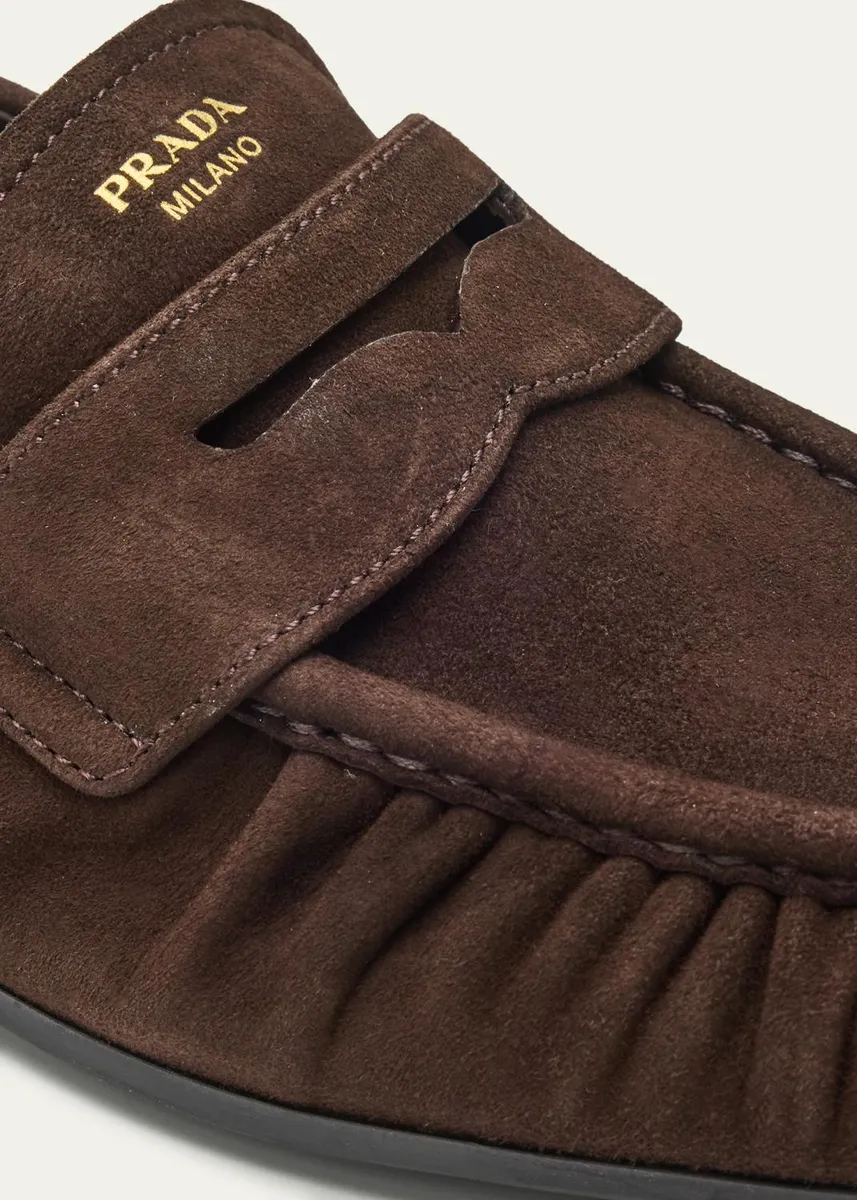 Prada Suede Ruched-Toe Penny Loafers | Thumbnail 7 Prada Suede Ruched-Toe Penny Loafers | Thumbnail 7