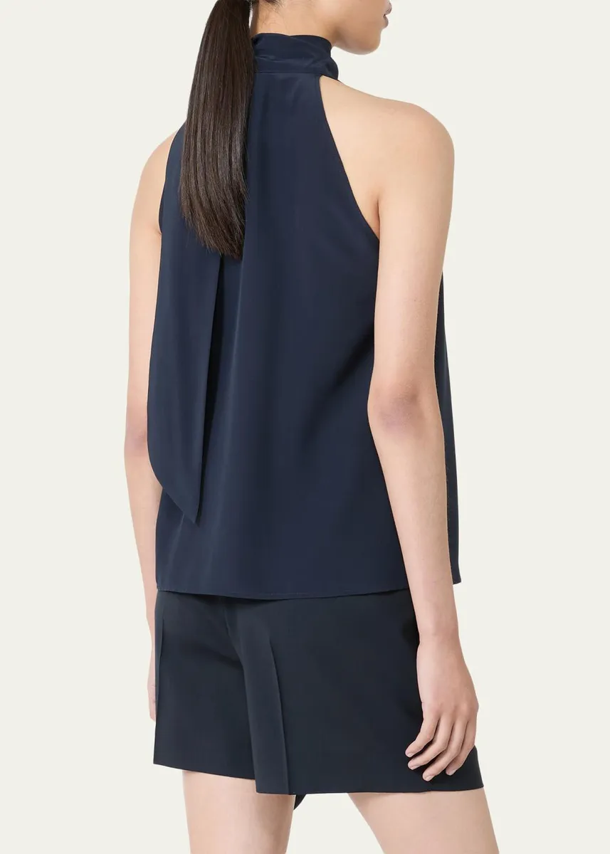 Max Mara Pleated Silk Crepe De Chine Halter Top | Thumbnail 3