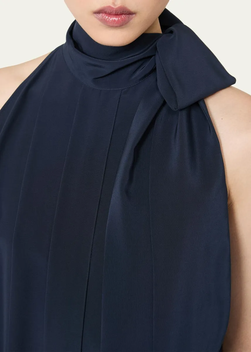 Max Mara Pleated Silk Crepe De Chine Halter Top | Thumbnail 5