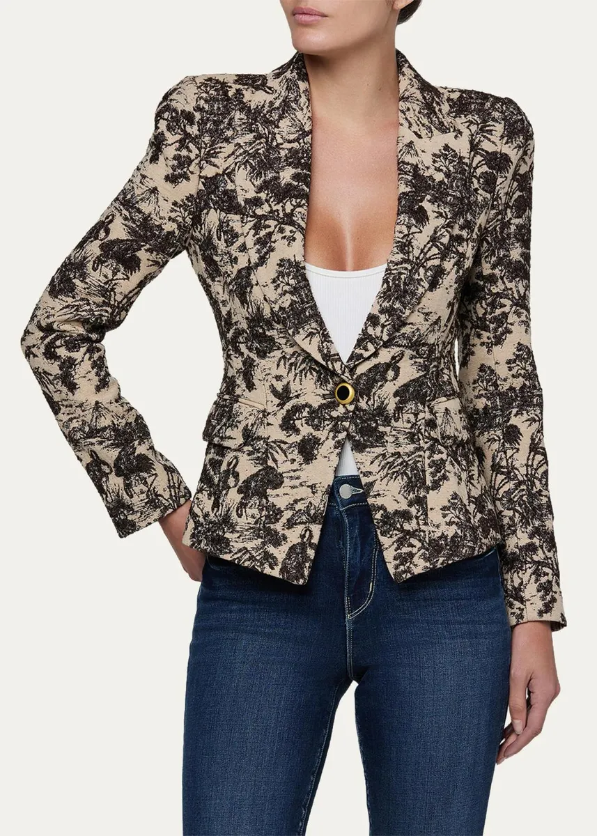 L'Agence Kaisley Jacquard Toile Blazer | Thumbnail 3 L'Agence Kaisley Jacquard Toile Blazer | Thumbnail 3