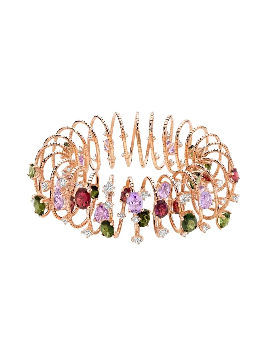 18K Gold and Titanium Coiled Gemstone Bracelet