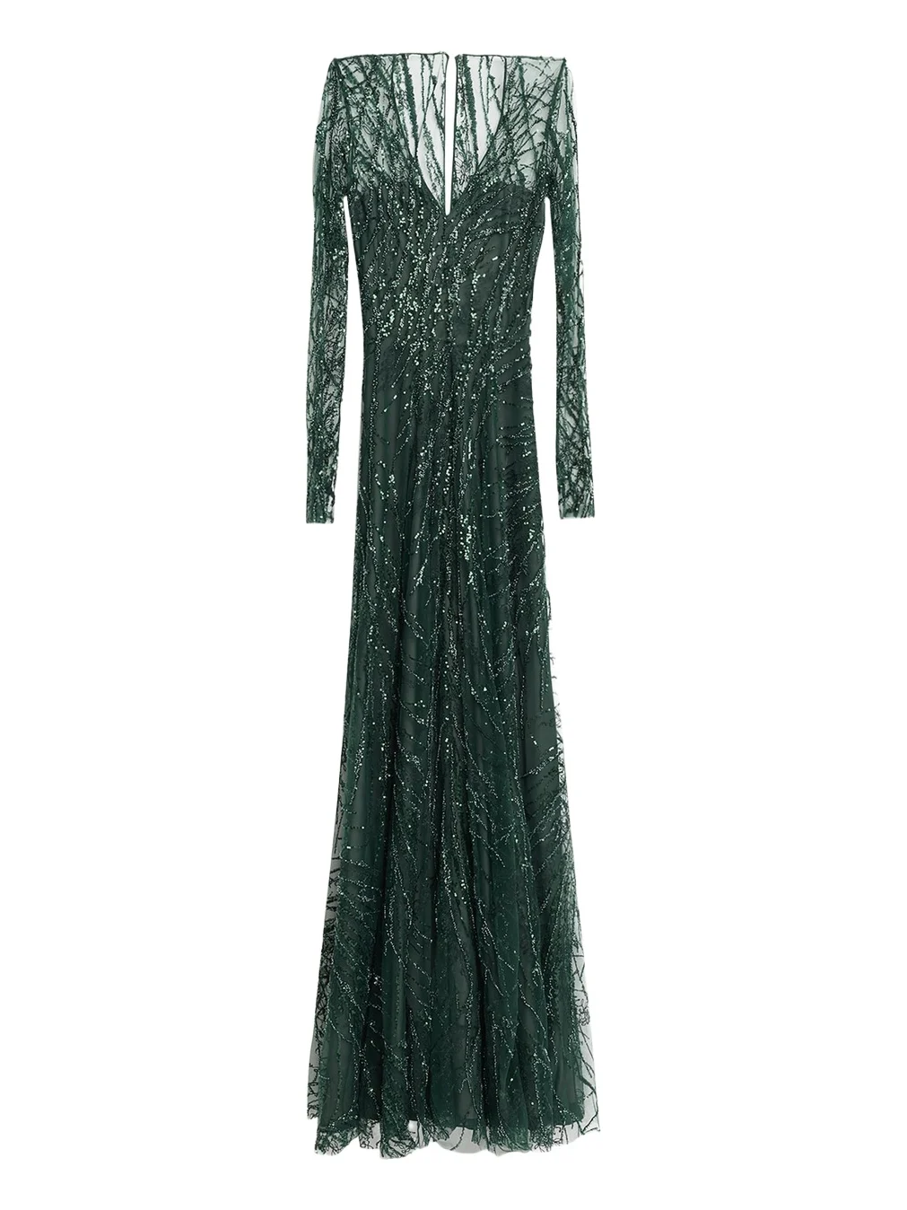 Long-Sleeve Beaded Tulle A-Line Gown Long-Sleeve Beaded Tulle A-Line Gown