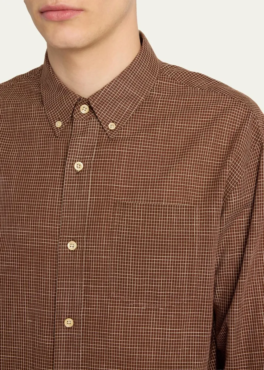 The Row Men's Pompeo Cotton Check Sport Shirt | Thumbnail 5 The Row Men's Pompeo Cotton Check Sport Shirt | Thumbnail 5