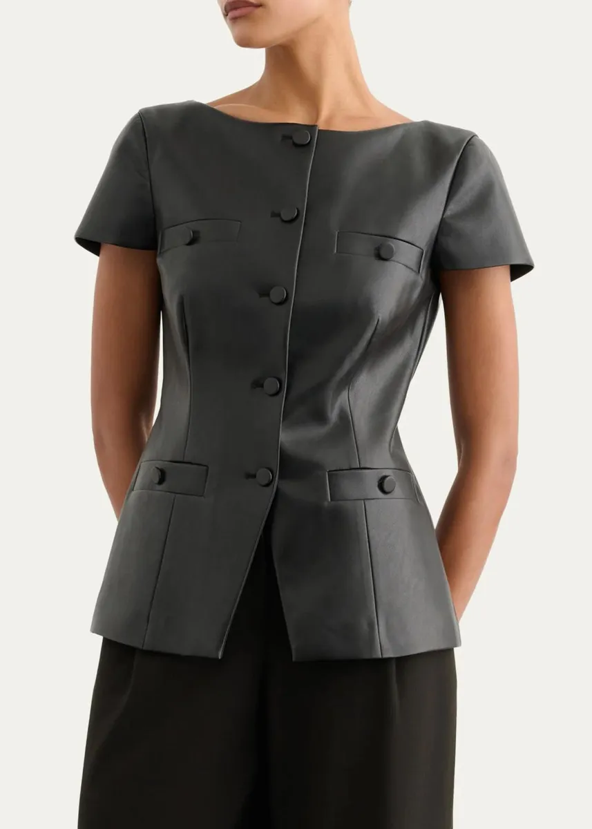 Toccin Ilya Bateau-Neck Vegan Leather Vest | Thumbnail 4