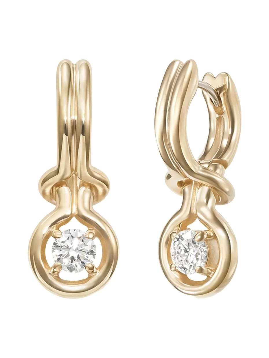 18K Yellow Gold Rocky Earrings with Diamonds, Small 18K Yellow Gold Rocky Earrings with Diamonds, Small