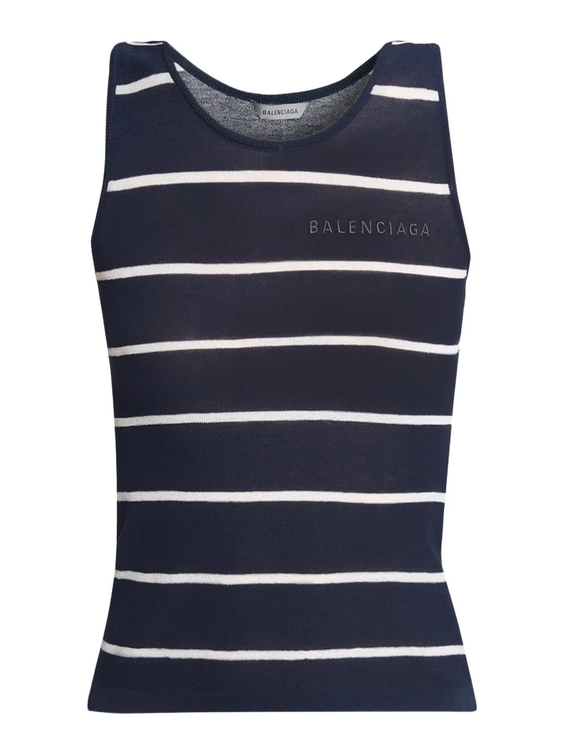 Balenciaga Striped Cotton Knit Tank Top