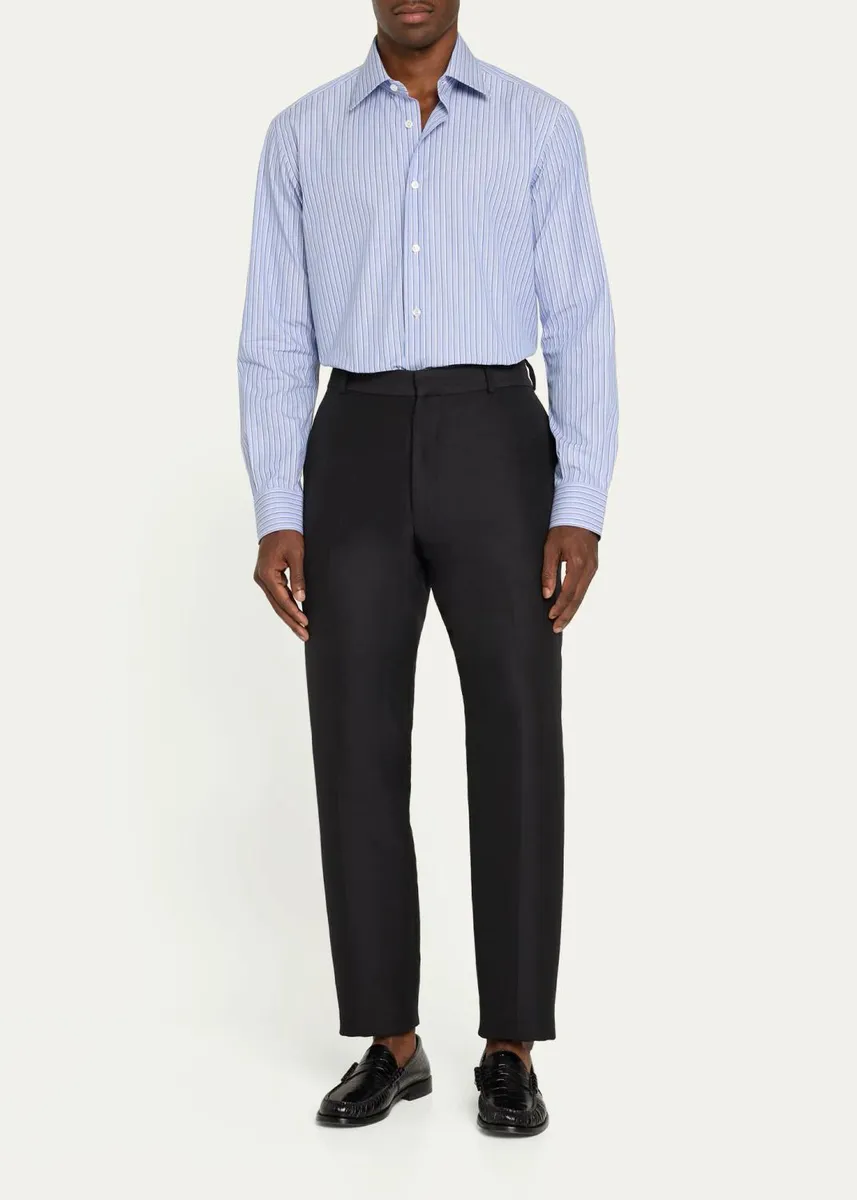 Brioni Men's Cotton Stripe Button-Front Shirt | Thumbnail 2