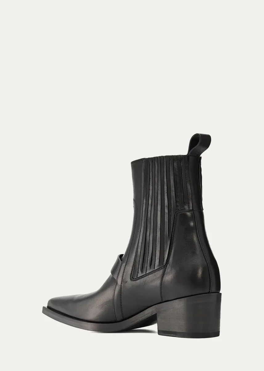 Rick Owens Men's Tower Pointed Sliver Leather Boots | Thumbnail 2