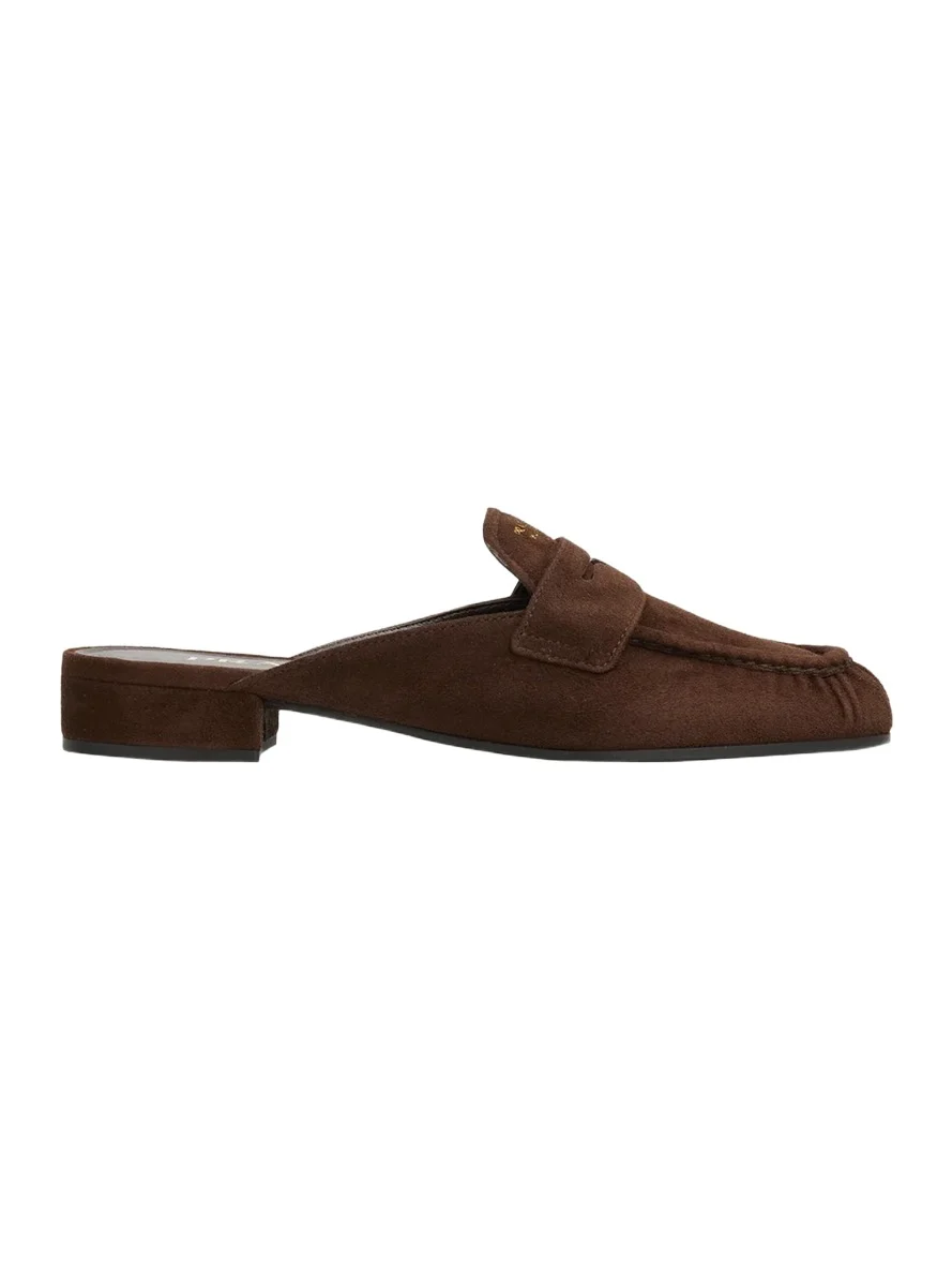 5mm Suede Penny Loafer Mules
