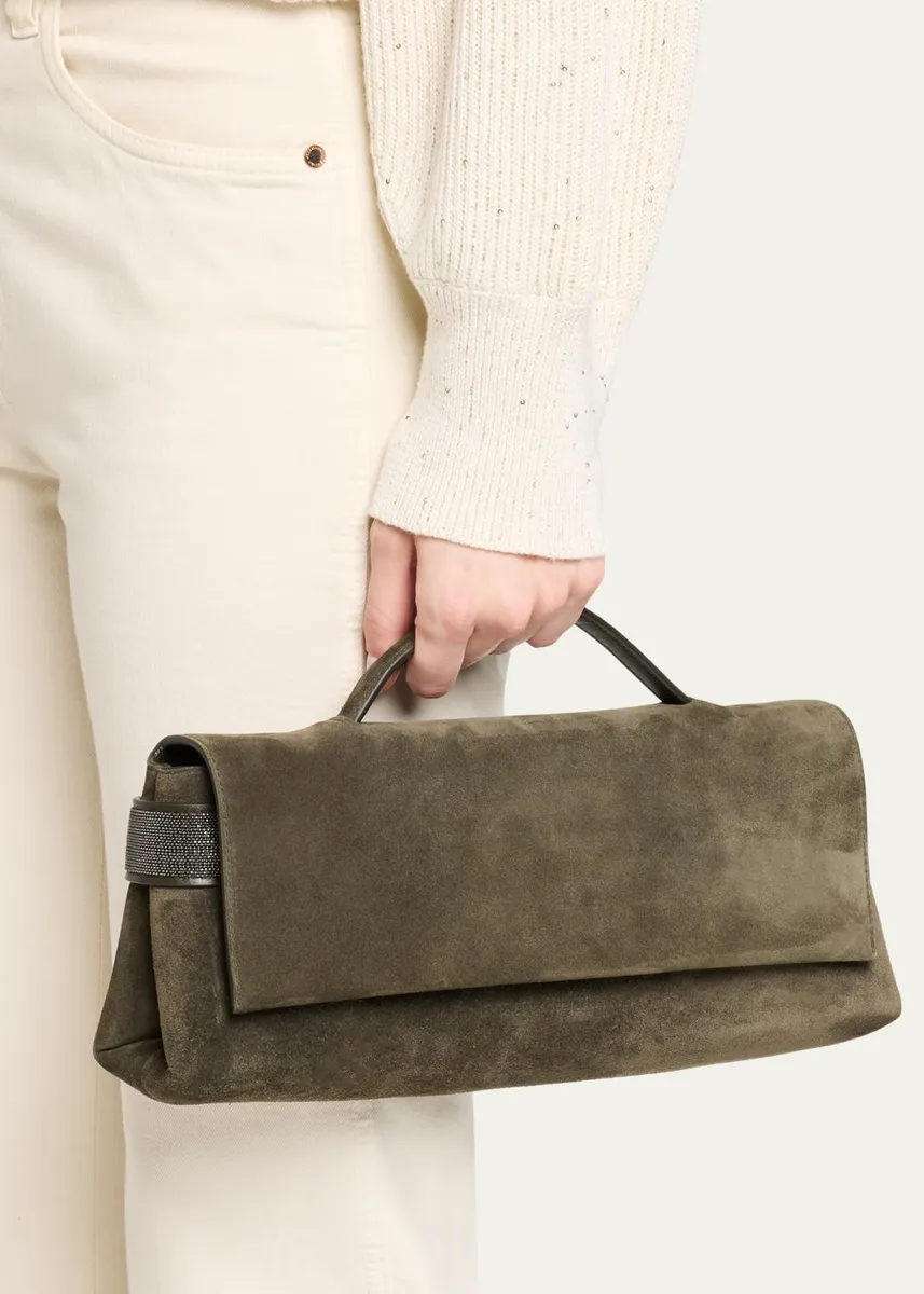 Brunello Cucinelli Essence Suede Top-Handle Bag | Thumbnail 2