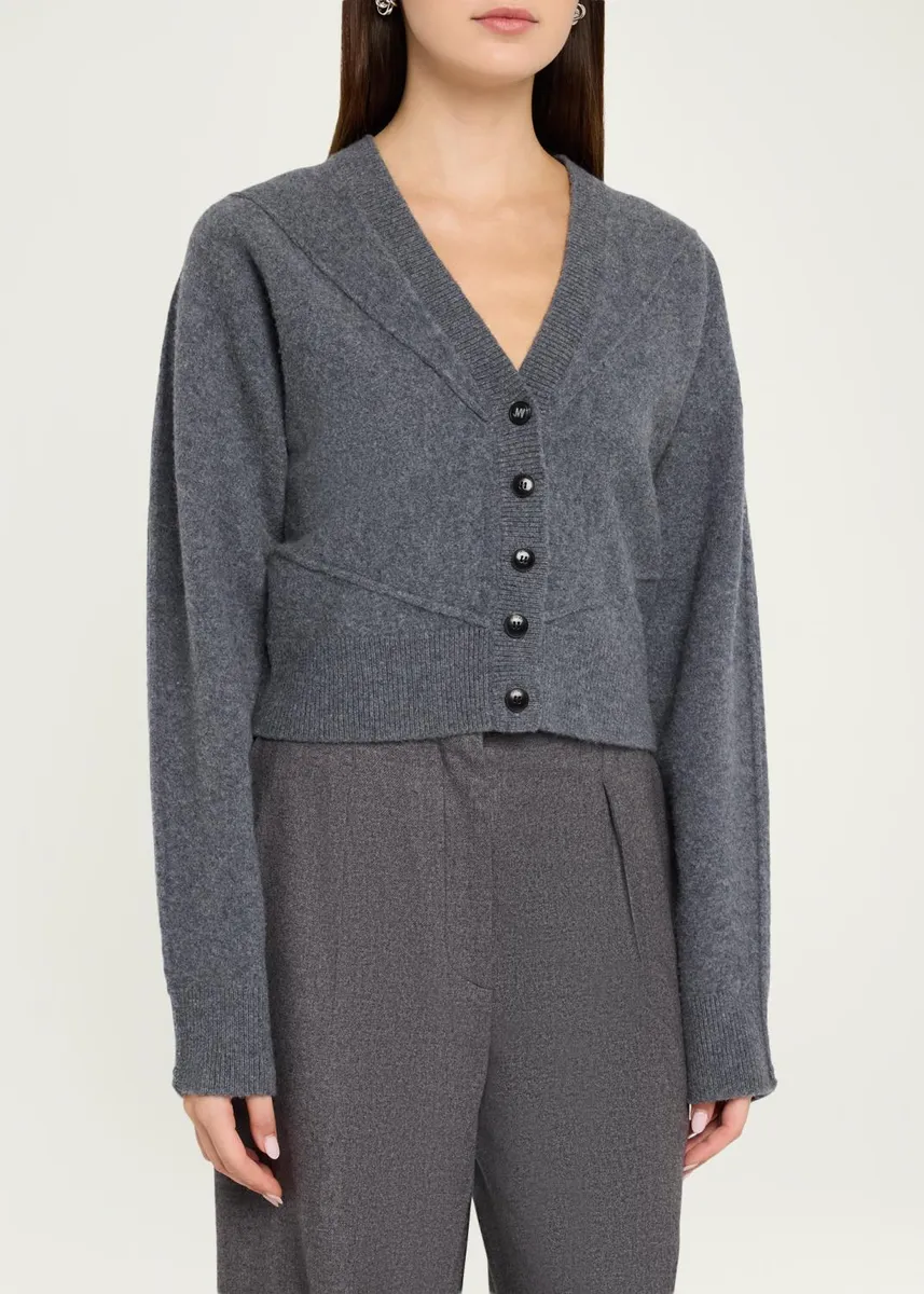 Jason Wu Collection Sculptural Merino Wool Crop V-Neck Cardigan | Thumbnail 4 Jason Wu Collection Sculptural Merino Wool Crop V-Neck Cardigan | Thumbnail 4