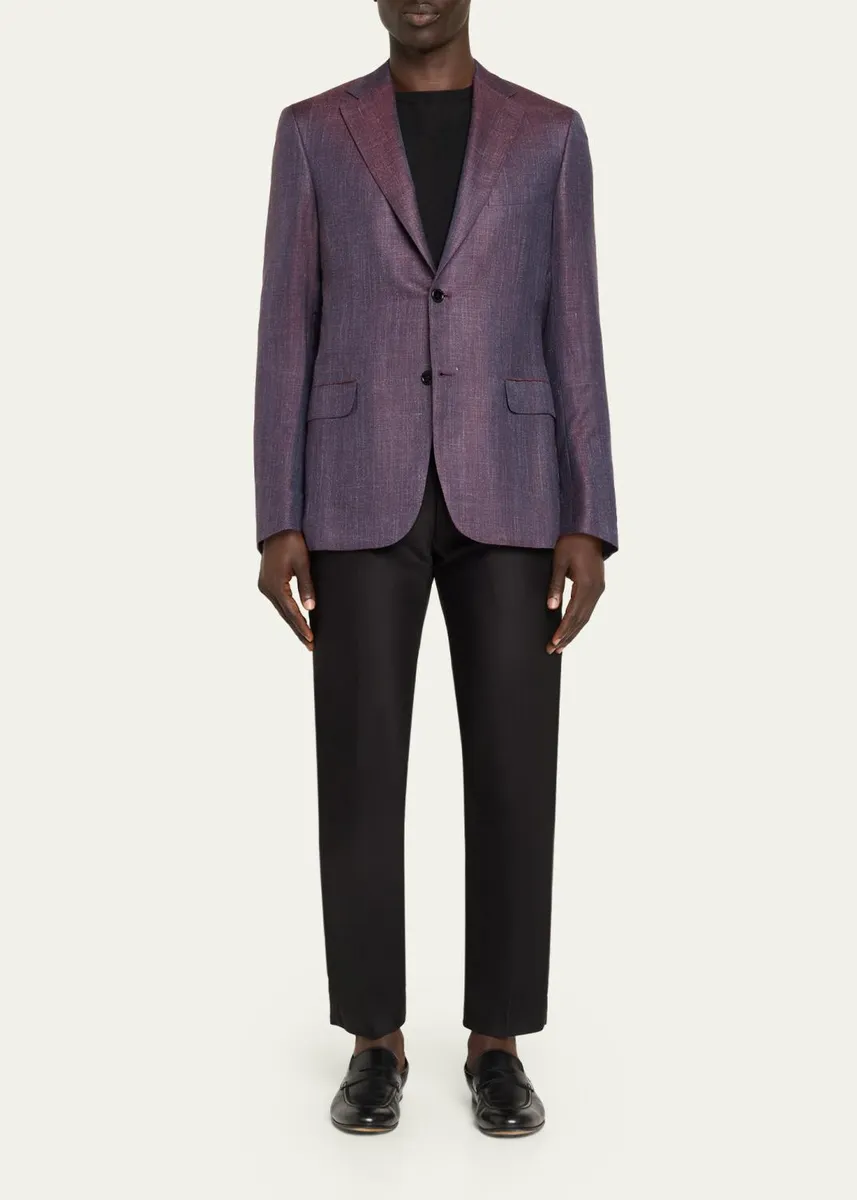 Brioni Men's Chevron Cashmere Single-Breasted Sport Coat | Thumbnail 2