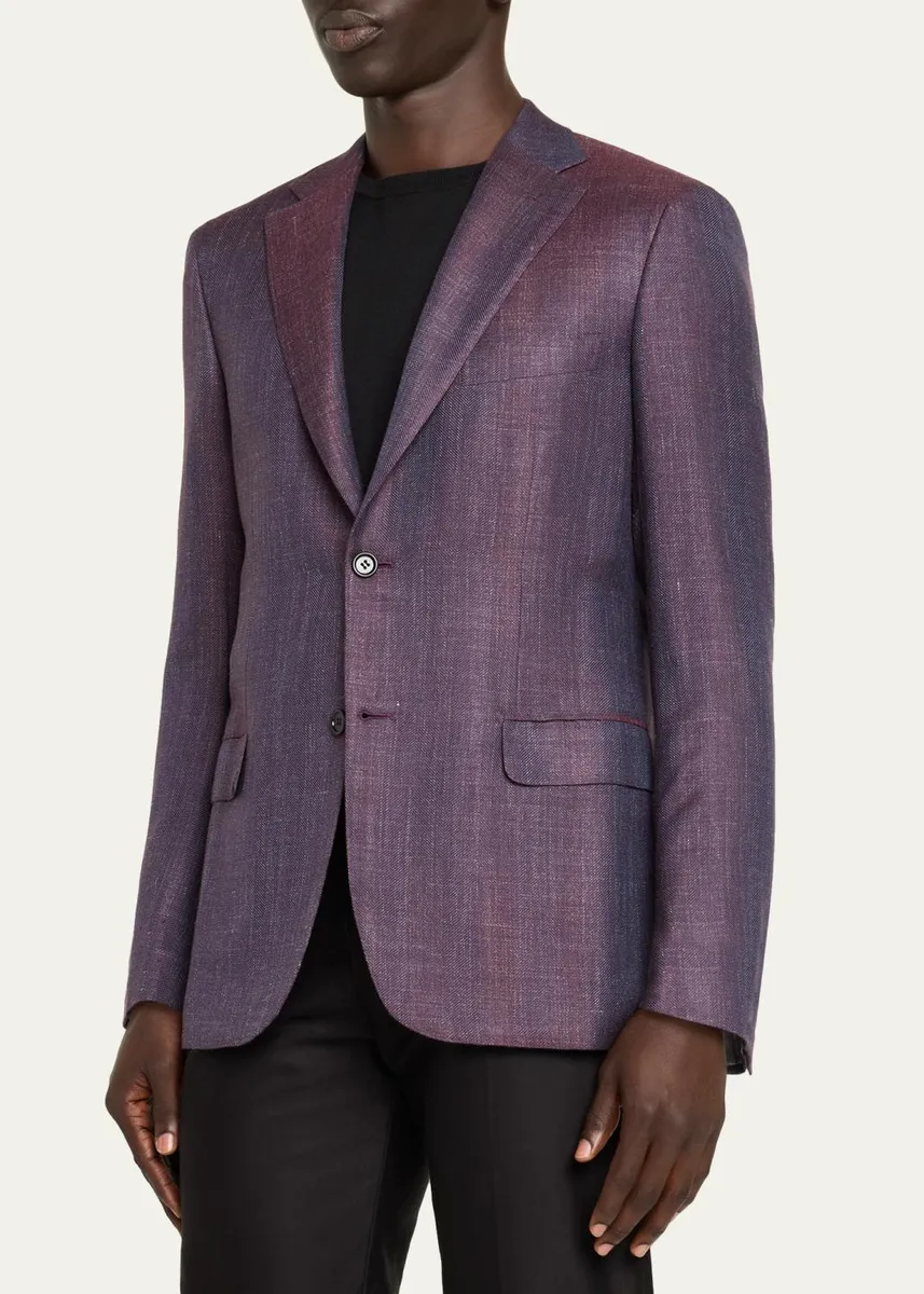 Brioni Men's Chevron Cashmere Single-Breasted Sport Coat | Thumbnail 4