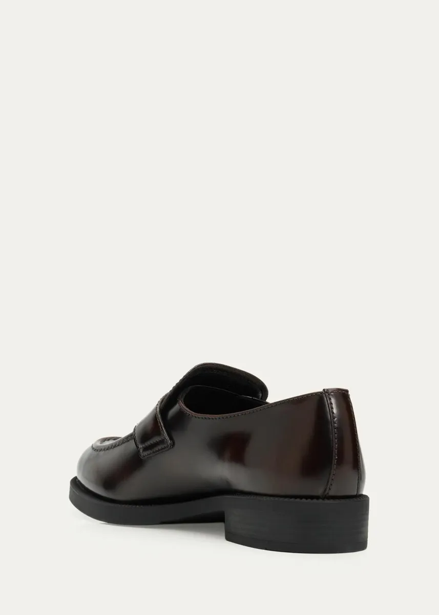 Prada Triangle Logo Spazzolato Leather Loafers | Thumbnail 4 Prada Triangle Logo Spazzolato Leather Loafers | Thumbnail 4