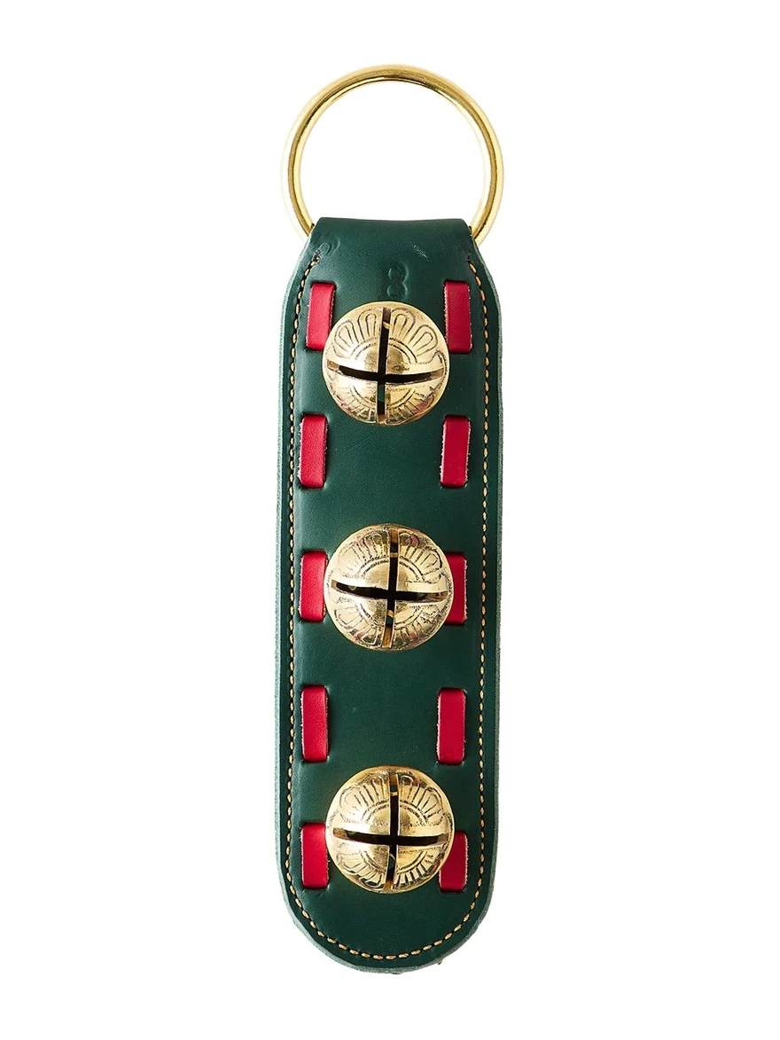Belsnickel Enterprises 3 Brass Bells on Leather with Contrasting Trim Door Hanger