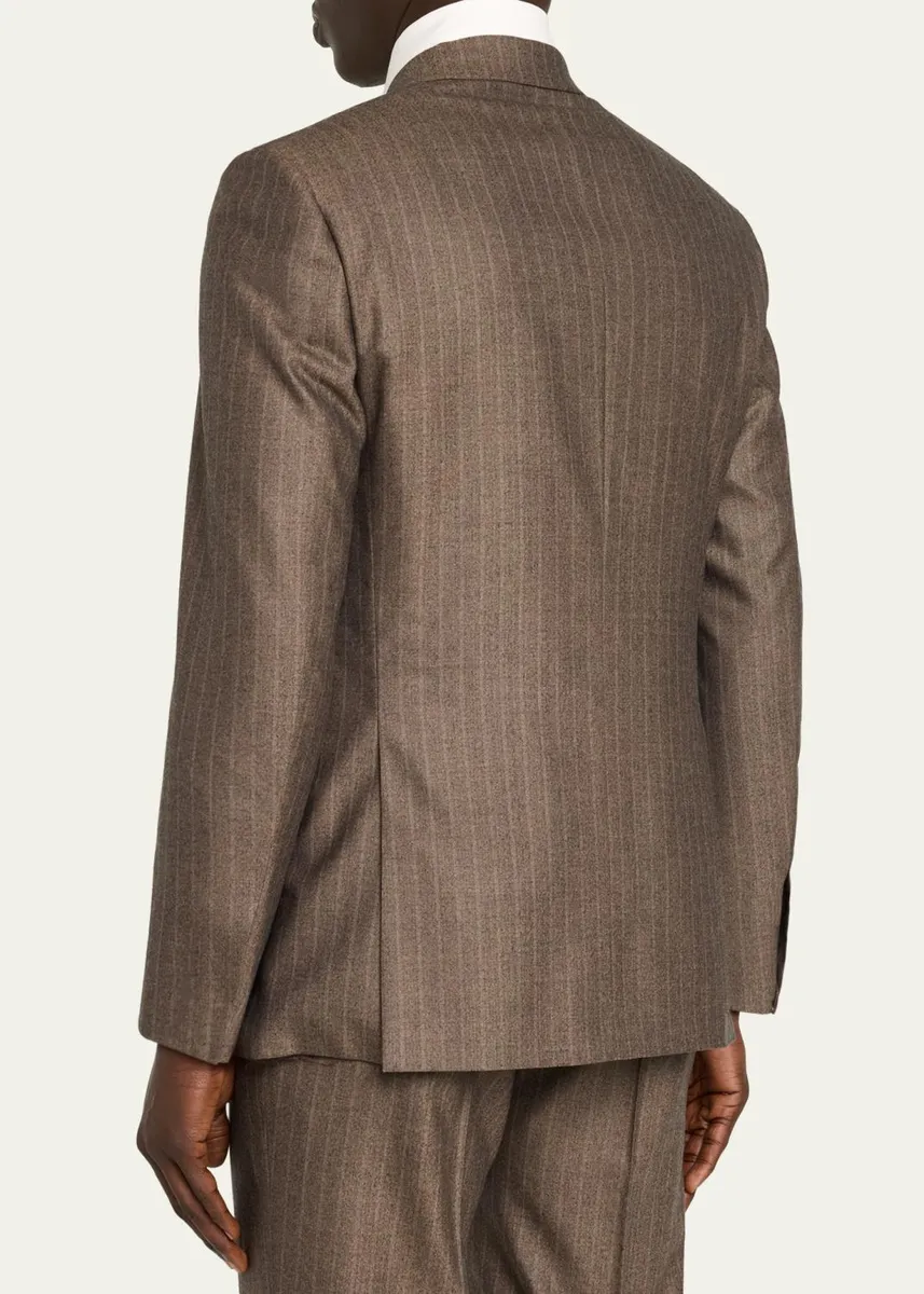 Brioni Men's Tonal Stripe Herringbone Double-Breasted Suit | Thumbnail 5