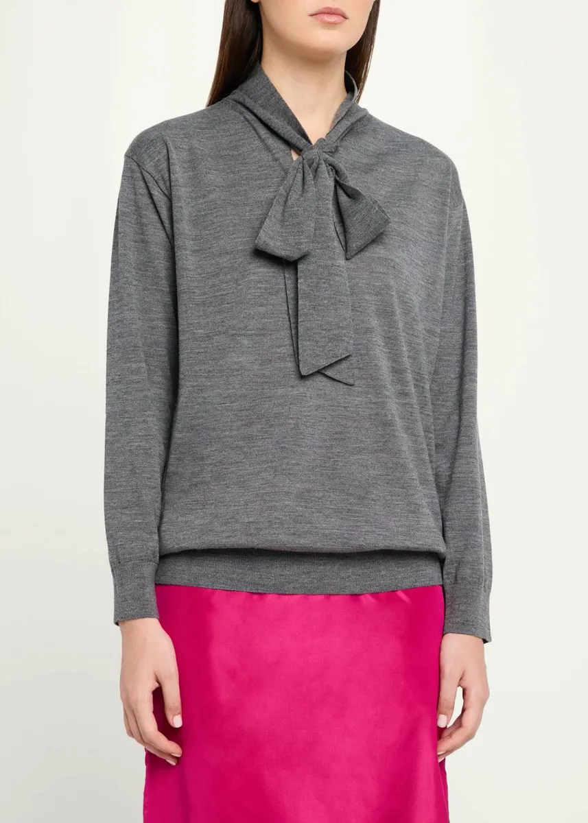Valentino Garavani Neck-Scarf Wool Knit Sweater | Thumbnail 4