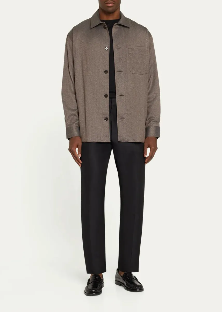 Brioni Men's Mouline Gabardine Overshirt | Thumbnail 2