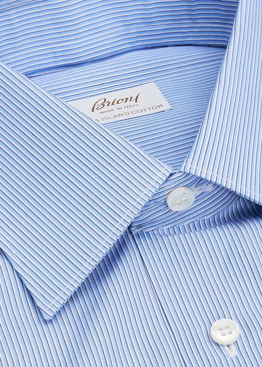 Brioni Men's Striped Cotton Dress Shirt | Thumbnail 2 Brioni Men's Striped Cotton Dress Shirt | Thumbnail 2