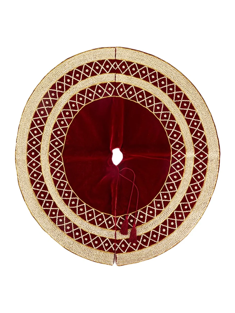 Sudha Pennathur 60" Pearly Border on Velvet Tree Skirt