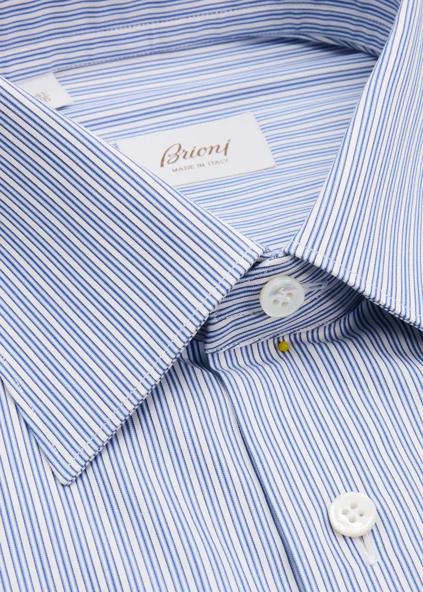 Brioni Men's Striped Cotton Dress Shirt | Thumbnail 2 Brioni Men's Striped Cotton Dress Shirt | Thumbnail 2